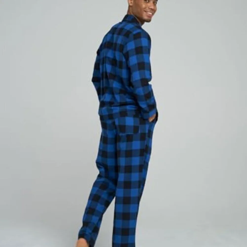 Men's Flannel Pajama Set Classic Cozy Lounge Sleepwear Long Sleeve